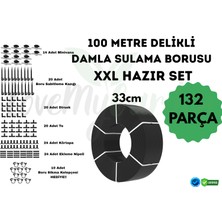 İrritime 100 Metre Kendinden 33CM Delikli Damla Sulama Borusu ve Xxl Sulama Seti- Ø16 mm