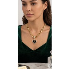 Emmar Vip Seri 316L Çelik Gold Kaplama Siyah Mineli Kutup Yıldızı Erkek/kadın Kolye