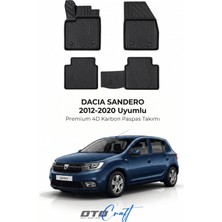 Otocraft Dacia Sandero (2012-2020) Araca Özel 4d Karbon Havuzlu Oto Paspas Full Set 5 Parça