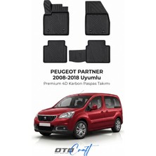 Otocraft Peugeot Partner (2008-2018) Araca Özel 4d Karbon Havuzlu Oto Paspas Full Set 5 Parça