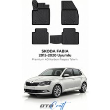 Otocraft Skoda Fabia (2015-2020) Araca Özel 4d Karbon Havuzlu Oto Paspas Full Set 5 Parça