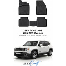Otocraft Jeep Renegade (2015-2019) Araca Özel 4d Karbon Havuzlu Oto Paspas Full Set 5 Parça