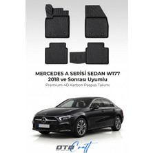 Otocraft Mercedes A Serisi Sedan W177 (2018 ve Sonrası) Araca Özel 4d Karbon Havuzlu Oto Paspas Full Set 5 Parça