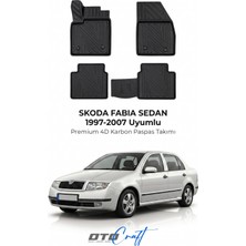 Otocraft Skoda Fabia Sedan (1997-2007) Araca Özel 4d Karbon Havuzlu Oto Paspas Full Set 5 Parça