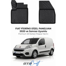 Otocraft Fiat Fiorino Dizel Pv (2020 ve Sonrası) Araca Özel 4d Karbon Havuzlu Oto Paspas Ön Kabin Full Set 2 Parça