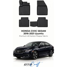 Otocraft Honda Civic Sedan (2016-2021) Araca Özel 4d Karbon Havuzlu Oto Paspas Full Set 5 Parça
