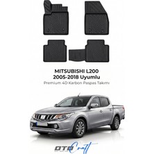 Otocraft Mitsubishi L200 (2005-2018) Araca Özel 4d Karbon Havuzlu Oto Paspas Full Set 5 Parça