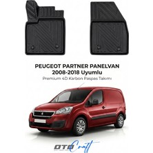 Otocraft Peugeot Partner Pv (2008-2018) Araca Özel 4d Karbon Havuzlu Oto Paspas Ön Kabin Full Set 2 Parça