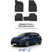 Otocraft Renault Clio 4 (2012-2019) Araca Özel 4d Karbon Havuzlu Oto Paspas Full Set 5 Parça