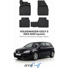 Otocraft Volkswagen Golf 5 (2003-2009) Araca Özel 4d Karbon Havuzlu Oto Paspas Full Set 5 Parça