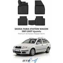 Otocraft Skoda Fabia Sw (1997-2007) Araca Özel 4d Karbon Havuzlu Oto Paspas Full Set 5 Parça