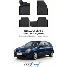 Otocraft Renault Clio 2 (1998-2005) Araca Özel 4d Karbon Havuzlu Oto Paspas Full Set 5 Parça