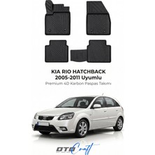 Otocraft Kia Rio Hatchback (2005-2011) Araca Özel 4d Karbon Havuzlu Oto Paspas Full Set 5 Parça