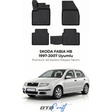 Otocraft Skoda Fabia Hb (1997-2007) Araca Özel 4d Karbon Havuzlu Oto Paspas Full Set 5 Parça
