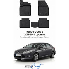 Otocraft Ford Focus 3 (2011-2014) Araca Özel 4d Karbon Havuzlu Oto Paspas Full Set 5 Parça