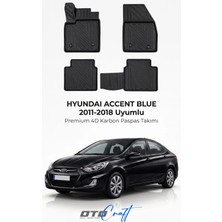 Otocraft Hyundai Accent Blue (2011-2018) Araca Özel 4d Karbon Havuzlu Oto Paspas Full Set 5 Parça
