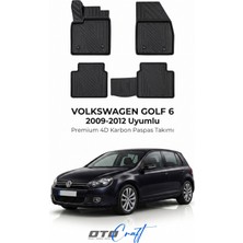Otocraft Volkswagen Golf 6 (2009-2012) Araca Özel 4d Karbon Havuzlu Oto Paspas Full Set 5 Parça