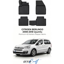 Otocraft Citroën Berlingo (2008-2018) Araca Özel 4d Karbon Havuzlu Oto Paspas Full Set 5 Parça