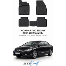 Otocraft Honda Civic Sedan (2006-2012) Araca Özel 4d Karbon Havuzlu Oto Paspas Full Set 5 Parça