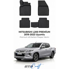 Otocraft Mitsubishi L200 Premium (2019-2023) Araca Özel 4d Karbon Havuzlu Oto Paspas Full Set 5 Parça