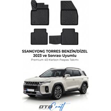Otocraft Ssangyong Torres Benzin Dizel (2023 ve Sonrası) Araca Özel 4d Karbon Havuzlu Oto Paspas Full Set 5 Parça