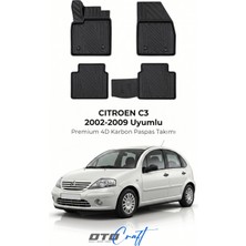 Otocraft Citroën C3 (2002-2009) Araca Özel 4d Karbon Havuzlu Oto Paspas Full Set 5 Parça
