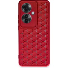 Zenvia Oppo Reno 11F Kılıf Petek Silikon Kapak - Kırmızı