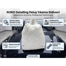 Roro Auto Mikrofiber Yıkama Eldiveni Ultra Yumuşak Beyaz Doku ile Çizilmez 1 Adet Detaylı Temizlik