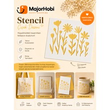 Major Hobi Çiçek Desenli Stencil Şablon Boyama Kalıbı  Duvar Ahşap Kumaş Dekor Stencil