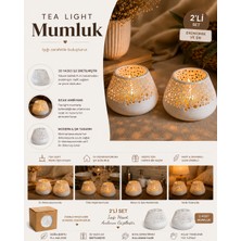 Major Hobi 2’li Dekoratif Mumluk Seti  Modern Delikli Tasarım Tealight Mumluk