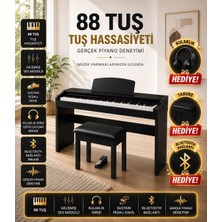 Piyano 88 Tuşlu Tuş Hassasiyetli Piyano Taburesi Hediye