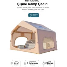 Nurcamp 6 Kişilik 4 Mevsim Su Geçirmez Şişme Kamp Çadırı 210D Oxford Kumaş 8 M2  Dayanıklı Tasarım 310X245X142 cm