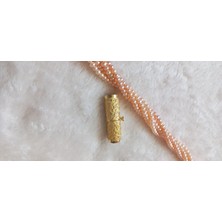 İncihanem Somon Kum Inci Kolye 3-4 mm 5 Dizi 35 cm Ince(Klipssiz)
