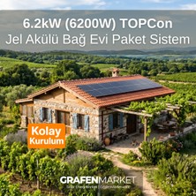 Grafen Market 6.2 Kw (6200W) Topcon Bağ Evi Hazır Solar Sistem - Jel Akülü | Kolay Kurulum