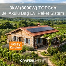 Grafen Market 3 Kw (3000W) Topcon Bağ Evi Hazır Solar Sistem - Jel Akülü | Kolay Kurulum
