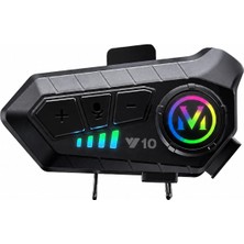 Intercom Y10 5.3 Bluetooth Motosiklet Kask Kulaklık Su Geçirmez RGB Işıklı Yüksek Kaliteli Ses