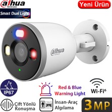 Dahua (F3D-PV) 3mp Wı-Fı IP67 Kırmızı Mavi Işıklı Smart Karşılıklı Konuşma Bullet Kamera
