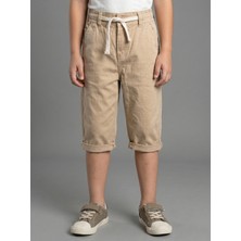 Robin Kids Erkek Çocuk Krem Gabardin Lastikli Kapri Pantolon