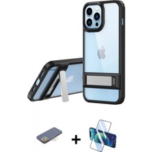 Pileli Store Pilelistore™ iPhone 13 Pro Kılıf Yadigar Yansıma - Siyah 3D Antistatik Seramik Nano Ekran Koruyucu + Renkli Kamera Lens Koruma Cam - Sı