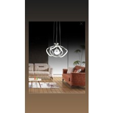 UltraMint Krom Sarkıt LED Avize, Modern Tasarım, 3 Renk Işık, Salon ve Mutfak Aydınlatması