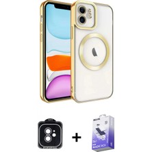 Marsilyan™- iPhone 11 Kılıf Nova Işık Özel Seri - Siyah Bilvis 5in1 5d Magic Hayalet Cam Ekran Koruyucu + Pvd Metal Kamera Lens - Sh