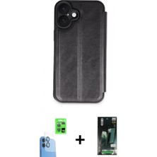 Marsilyan™- iPhone 16 Kılıf Zirve Yansıma Serisi - Siyah 360 Mat Full Body Arka Koruyucu + Raze Metal Kamera Lens - Lt