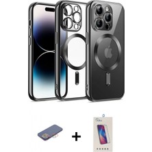 Marsilyan™- iPhone 13 Pro Max Kılıf Nova Işık Özel Seri - Siyah Joko 5d Cam + Renkli Kamera Lens Koruma Cam - Pe