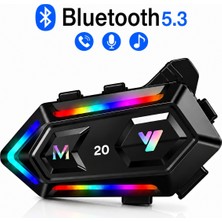 Raylax Y20  Telsiz Özellikli Iki Kişi Bağlantılı 5.3 Motosiklet Kask Kulaklık Rgb Motorsiklet Interkom