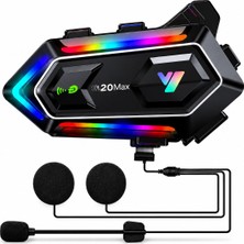 Raylax Y20 Max Telsiz Özellikli Iki Kişi Bağlantılı 5.3 Motosiklet Kask Kulaklık Rgb Motorsiklet Interkom