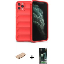 Marsilyan™- iPhone 11 Pro Kılıf Atlas Koleksiyonu - Siyah 360 Mat Full Body Arka Koruyucu + Renkli Kamera Lens Koruma Cam - Tu