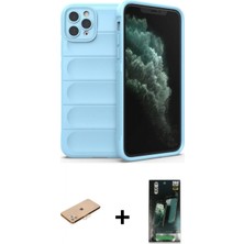 Marsilyan™- iPhone 11 Pro Max Kılıf Atlas Koleksiyonu - Şeffaf 360 Full Body Arka Koruyucu + Renkli Kamera Lens Koruma Cam - Tu