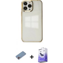 Marsilyan™- iPhone 13 Pro Max Kılıf Doruk Doku Prime - Siyah Bilvis 5in1 5d Magic Hayalet Cam Ekran Koruyucu + Shine Kamera Lens Koruma Cam - Pe