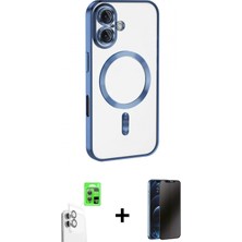 Marsilyan™- iPhone 16 Plus Kılıf Nova Işık Özel Seri - Siyah 3D Antistatik Hayalet Cam Ekran Koruyucu + Raze Metal Kamera Lens - Bz