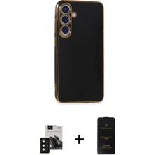 Marsilyan™- Galaxy S24 Kılıf Yankı Serisi - Siyah 6d Antistatik Mat Seramik Hayalet Nano Ekran Koruyucu + Pvd Metal Kamera Lens - Sh